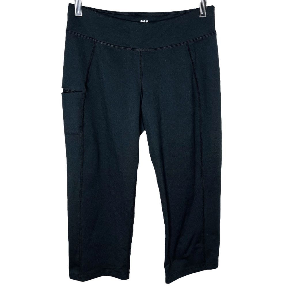 Title Nine Not So Tight Fitness Capri Pants sz XS * Solid Black Zip Pocket